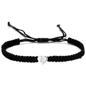 14K White Gold Plated Initial Heart String Bracelets for Women